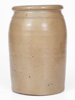 JAS. HAMILTON & CO. / GREENSBORO, PA Stoneware Jar w/ Stenciled Leaf Decoration