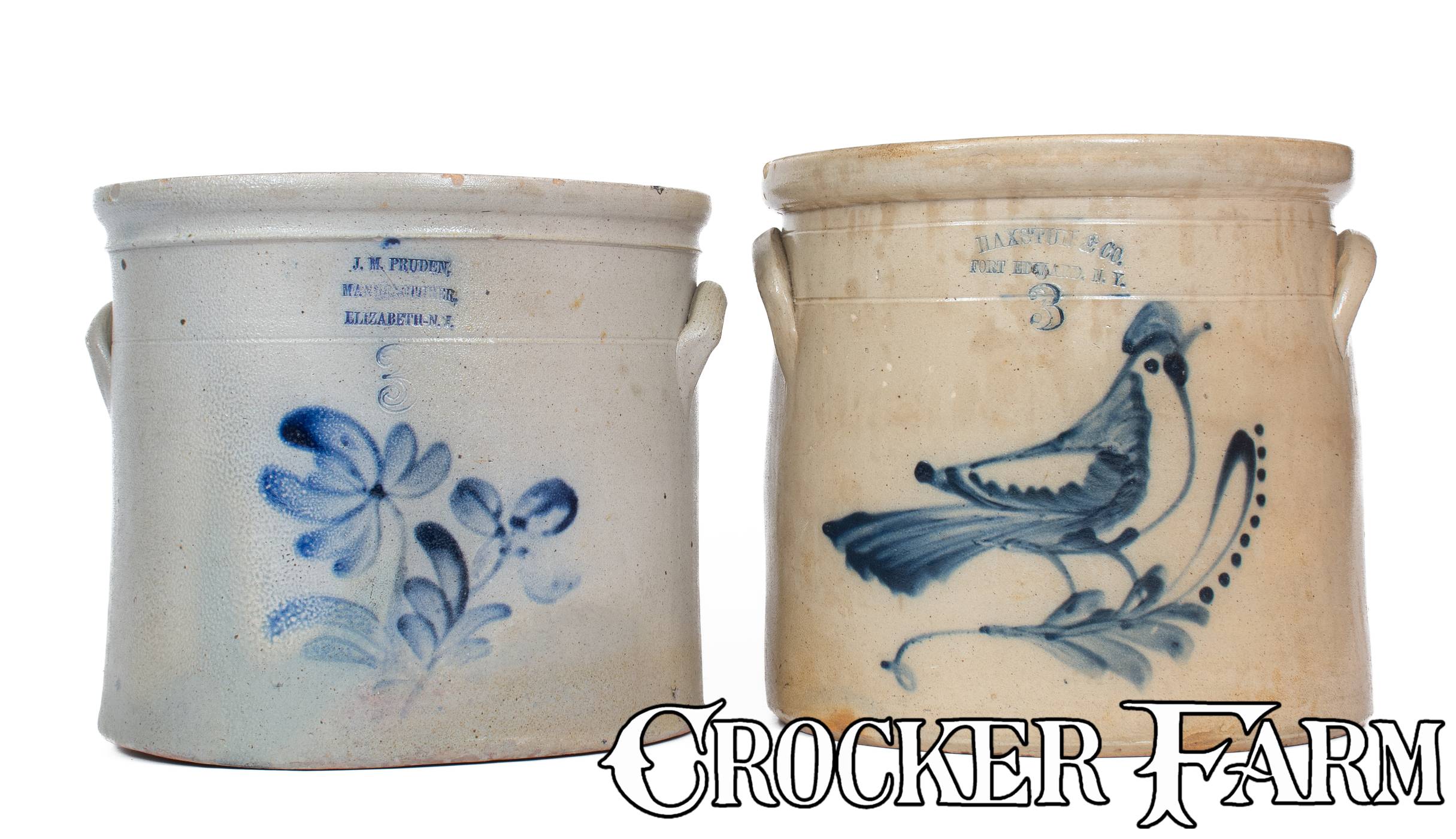 Two Cobalt-Decorated Stoneware Crocks, Northeastern U.S. origin, circa ...