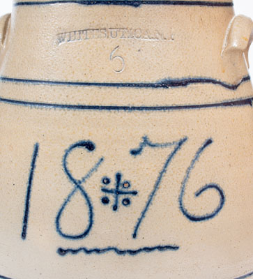 6 Gal. WHITES UTICA, NY Stoneware Churn Dated "1876"