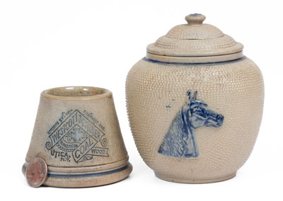 Two Pieces of White's Utica Molded Stoneware, NY State origin, late 19th / early 20th century