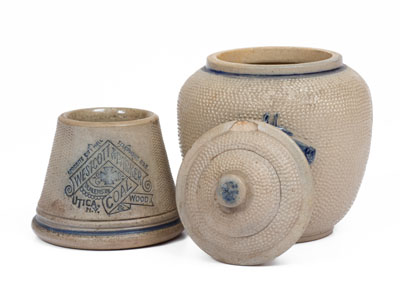 Two Pieces of White's Utica Molded Stoneware, NY State origin, late 19th / early 20th century