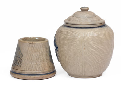 Two Pieces of White's Utica Molded Stoneware, NY State origin, late 19th / early 20th century