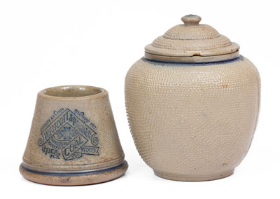 Two Pieces of White's Utica Molded Stoneware, NY State origin, late 19th / early 20th century