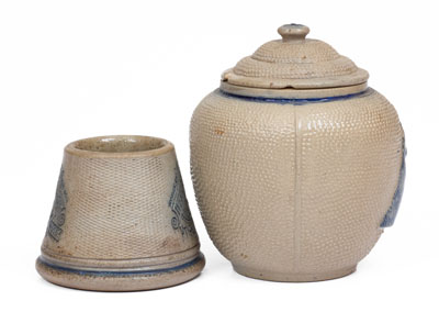 Two Pieces of White's Utica Molded Stoneware, NY State origin, late 19th / early 20th century