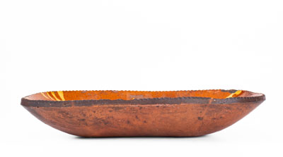Slip-Decorated Pennsylvania Redware Loaf Dish, second quarter 19th century