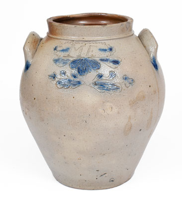 New York State Stoneware Jar w/ Incised Decoration, Inscribed