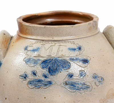 New York State Stoneware Jar w/ Incised Decoration, Inscribed