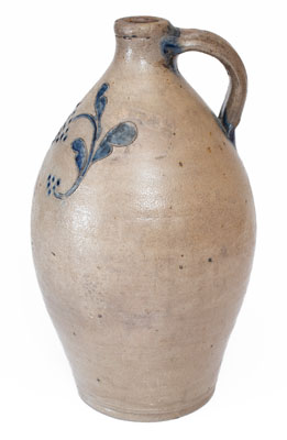 Connecticut Stoneware Jug w/ Impressed and Incised Grapes Decoration, early 19th century