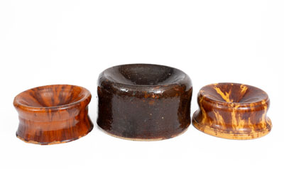 Three Glazed Pottery Spittoons, American, 19th century
