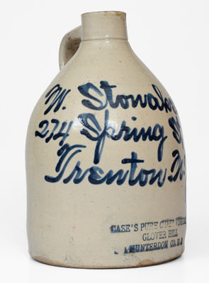 Trenton, NJ Advertising Jug: CASE S PURE CIDER VINEGAR / CLOVER HILL / HUNTERDON CO, N. J.