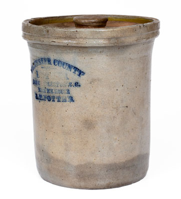 Very Rare WORCESTER COUNTY BUTTER FOR CHARLESTON, SC NECK ICE HOUSE Stoneware Jar