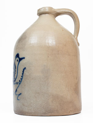 Two-Gallon WHITE'S UTICA, New York Stoneware Jug w/ Cobalt Bird Decoration