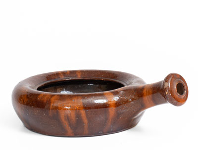 Manganese-Decorated Redware Bedpan, Inscribed