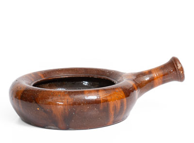 Manganese-Decorated Redware Bedpan, Inscribed