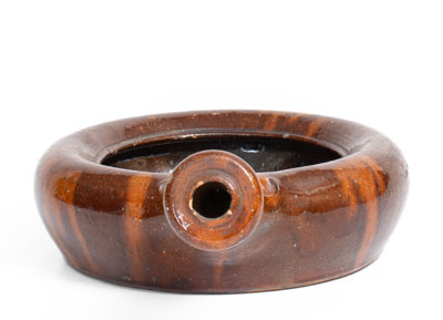 Manganese-Decorated Redware Bedpan, Inscribed