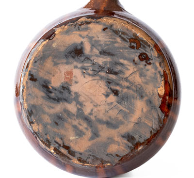 Manganese-Decorated Redware Bedpan, Inscribed