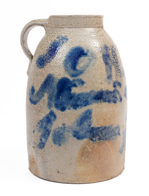 Cobalt-Decorated Ohio Stoneware Canning Jar, Inscribed "OH", circa 1875