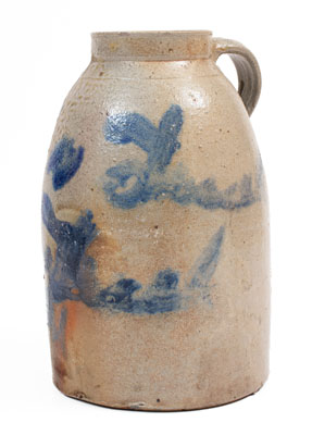 Cobalt-Decorated Ohio Stoneware Canning Jar, Inscribed "OH", circa 1875