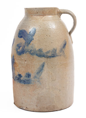Cobalt-Decorated Ohio Stoneware Canning Jar, Inscribed "OH", circa 1875