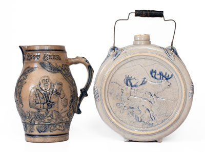 Two Pieces of Molded Utica, NY Stoneware w/