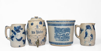 Four Pieces of White s Utica Stoneware, New York State origin, late 19th or early 20th century