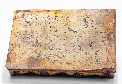 Unusual Redware Inkstand Inscribed "John Rodiger / 1855"