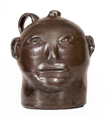 Very Rare Stoneware Face Jug attrib. William Hewell at the "Daddy Bill" Dorsey Pottery, Mossy Creek, White County, GA