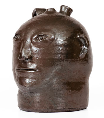 Very Rare Stoneware Face Jug attrib. William Hewell at the "Daddy Bill" Dorsey Pottery, Mossy Creek, White County, GA