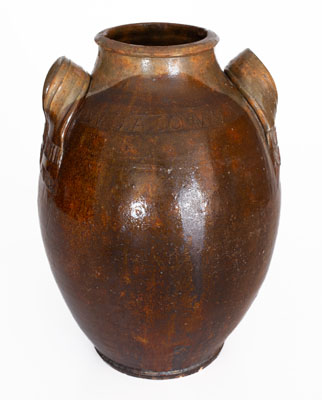 J. A. LOWE (John Alexander Lowe, 1833-1902), Greene County, Tennessee Redware Jar, circa 1852-1862