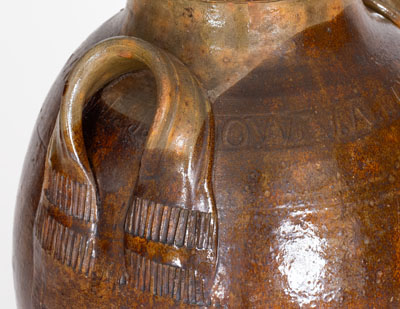 Exceedingly Rare and Important J. A. LOWE, Greene County, Tennessee Redware Jar