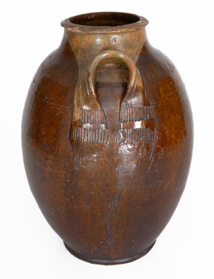 Exceedingly Rare and Important J. A. LOWE, Greene County, Tennessee Redware Jar