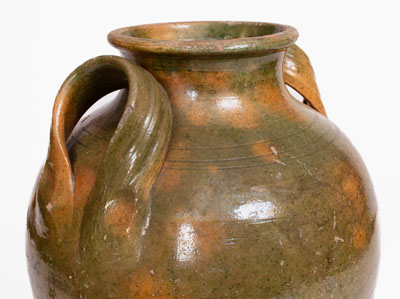 Rare and Fine Copper-Glazed Redware Jar attrib. Christopher Alexander Haun, Greene County, Tennessee