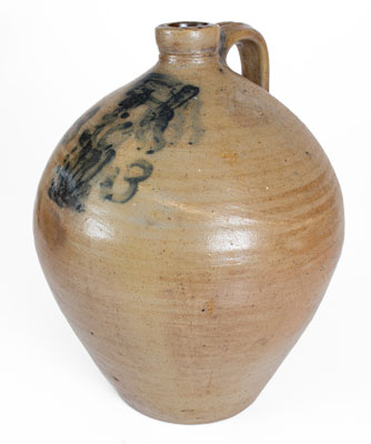 Rare Three-Gallon Stoneware Jug with Cobalt Man's Bust, Northeastern U.S. origin, circa 1830