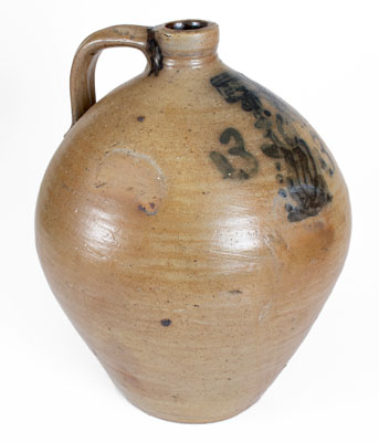 Rare Three-Gallon Stoneware Jug with Cobalt Man's Bust, Northeastern U.S. origin, circa 1830