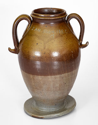 Extremely Rare Stoneware Vase Inscribed "I AM FROM 10EC" (TENNESSEE), Middle TN origin