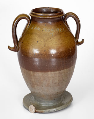 Extremely Rare Stoneware Vase Inscribed "I AM FROM 10EC" (TENNESSEE), Middle TN origin