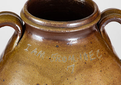 Extremely Rare Stoneware Vase Inscribed "I AM FROM 10EC" (TENNESSEE), Middle TN origin