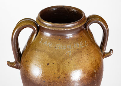Extremely Rare Stoneware Vase Inscribed "I AM FROM 10EC" (TENNESSEE), Middle TN origin