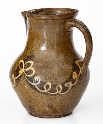 Rare and Fine Stoneware Pitcher w/ Two-Color Slip Decoration, att. Phoenix Factory, Edgefield District, SC, c1840
