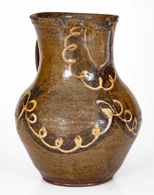 Rare and Fine Stoneware Pitcher w/ Two-Color Slip Decoration, att. Phoenix Factory, Edgefield District, SC, c1840