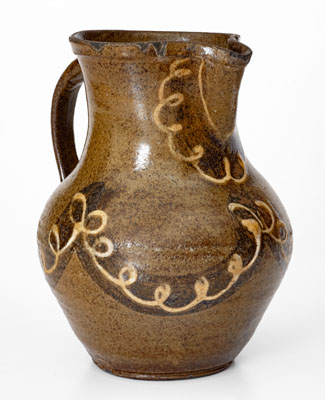 Rare and Fine Stoneware Pitcher w/ Two-Color Slip Decoration, att. Phoenix Factory, Edgefield District, SC, c1840