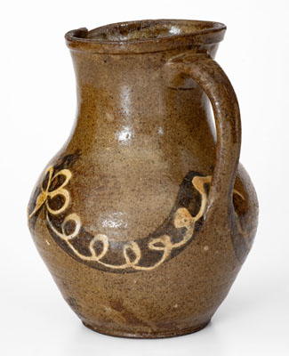 Rare and Fine Stoneware Pitcher w/ Two-Color Slip Decoration, att. Phoenix Factory, Edgefield District, SC, c1840