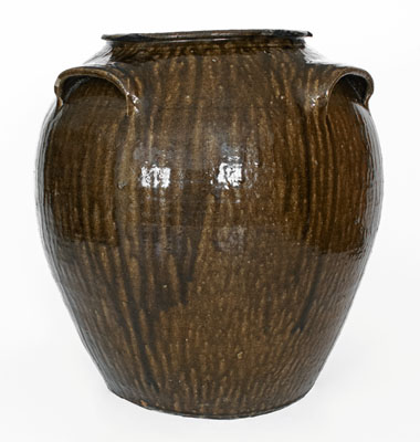 Outstanding Fifteen-Gallon Alkaline-Glazed Stoneware Jar, Stamped DS (Daniel Seagle, Vale, NC, c1840)