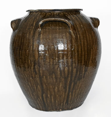 Outstanding Fifteen-Gallon Alkaline-Glazed Stoneware Jar, Stamped DS (Daniel Seagle, Vale, NC, c1840)