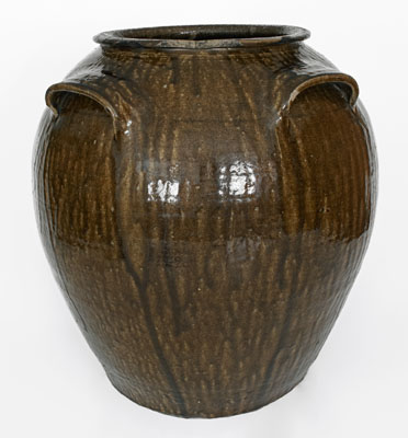 Outstanding Fifteen-Gallon Alkaline-Glazed Stoneware Jar, Stamped DS (Daniel Seagle, Vale, NC, c1840)