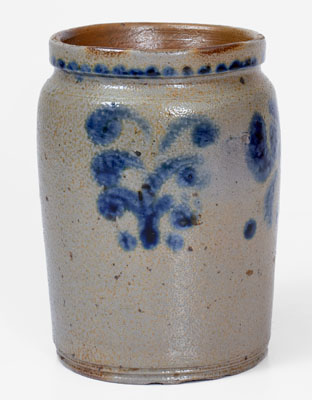 Rare Small-Sized Stoneware Jar Inscribed "W A," possibly William Amoss, Baltimore, MD, circa 1820