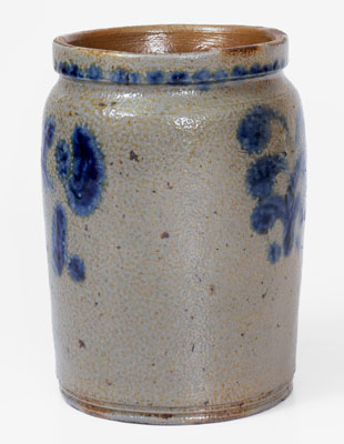 Rare Small-Sized Stoneware Jar Inscribed "W A," possibly William Amoss, Baltimore, MD, circa 1820