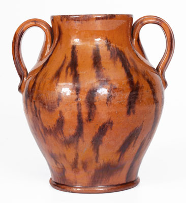 Open-Handled Redware Jar Inscribed C, Cain Pottery, Sullivan County, Tennessee, c1830-80