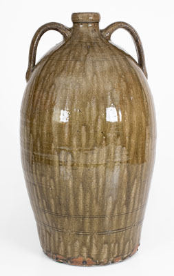 Fine Double-Handled Alabama Stoneware Jug w/ Alkaline Glaze, circa 1850-1880