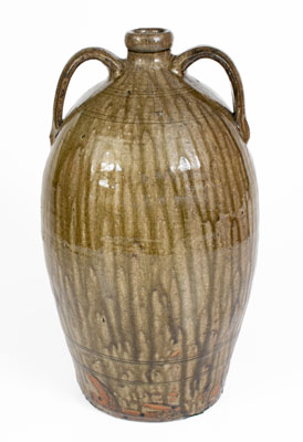 Fine Double-Handled Alabama Stoneware Jug w/ Alkaline Glaze, circa 1850-1880